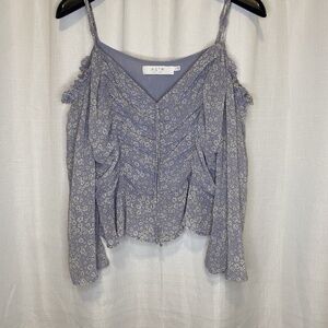 Astr Purple Floral Cold Shoulder Peplum Top